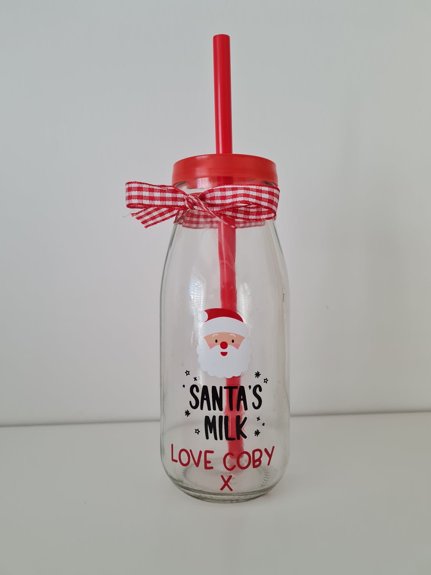 Santa's Milk Glass Bottle