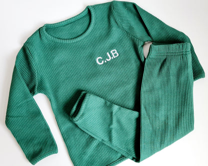 Forest Green Ribbed Lounge Set