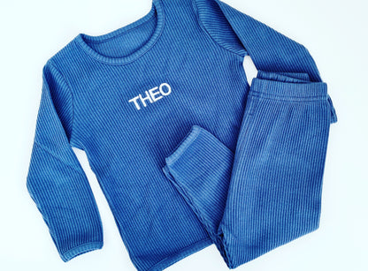 Midnight Blue Ribbed Lounge Set